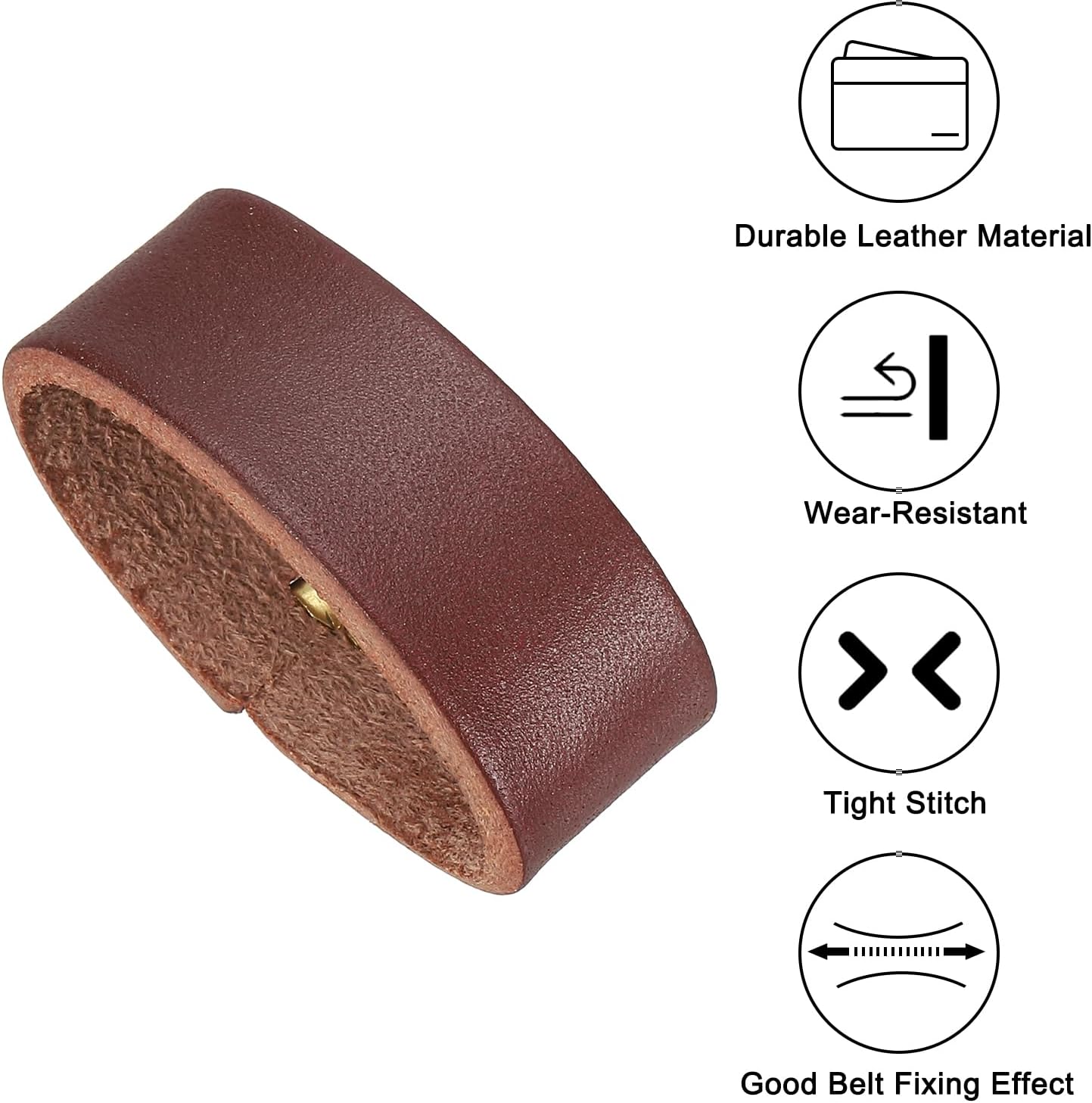 Leather Loop Keeper, Loops Belt Keeper Retainer Straps Replacement, Reddish Brown 1.5"/1.6"