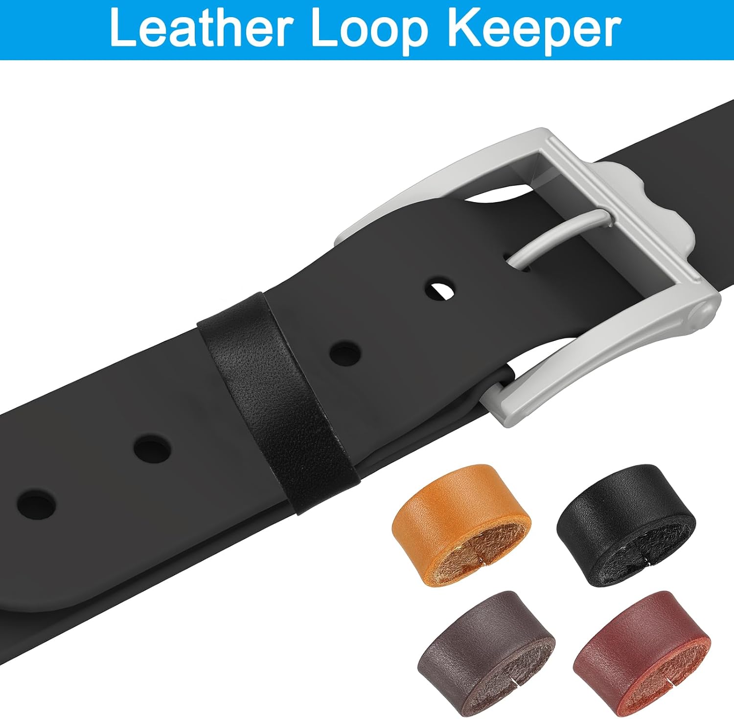 Leather Loop Keeper, Loops Belt Keeper Retainer Straps Replacement, Reddish Brown 1.5"/1.6"