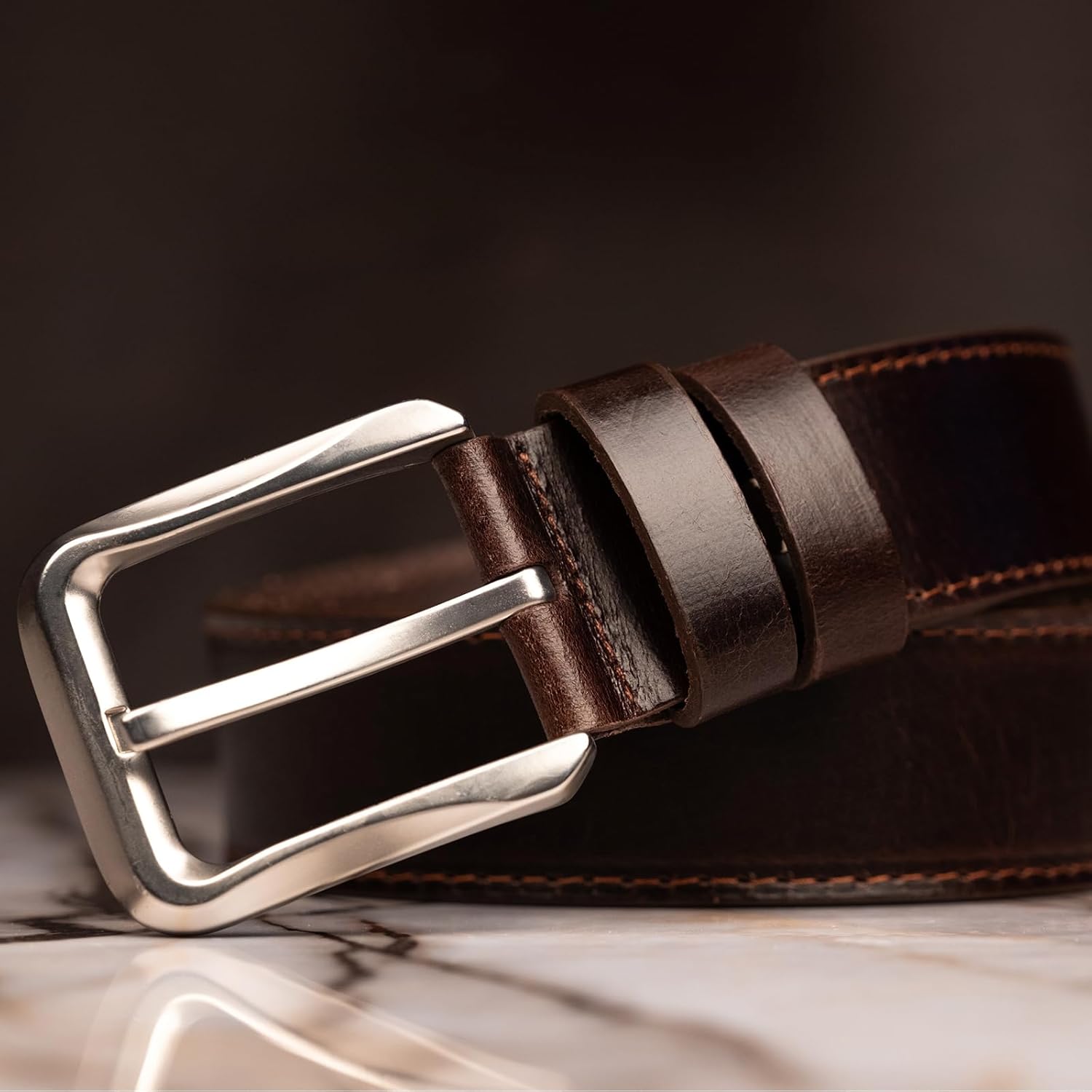 Leather Loop Keeper, Loops Belt Keeper Retainer Straps Replacement, Reddish Brown 1.5"/1.6"