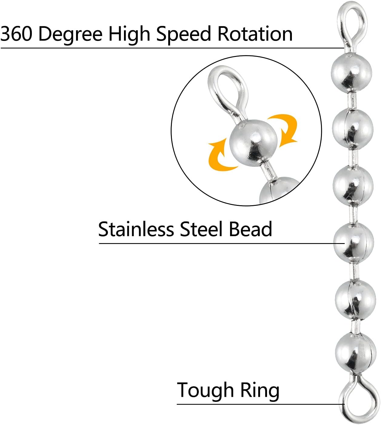 20 Pack Ball Bearing Fishing Swivels, Swivels Tackle Saltwater, Freshwater Stainless Heavy Duty Lure Leader Line Connector #0 - #0-33LB 0.58"