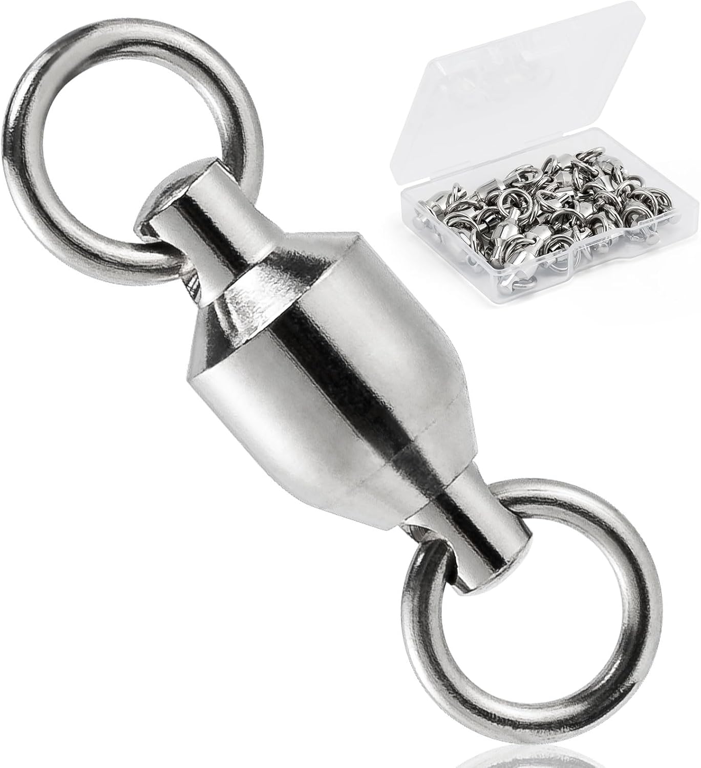20 Pack Fishing Swivels, Ball Bearing Swivels Tackles, Copper Stainless Steel Solid Rings High Strength Barrel Saltwater - #8-390LB-20
