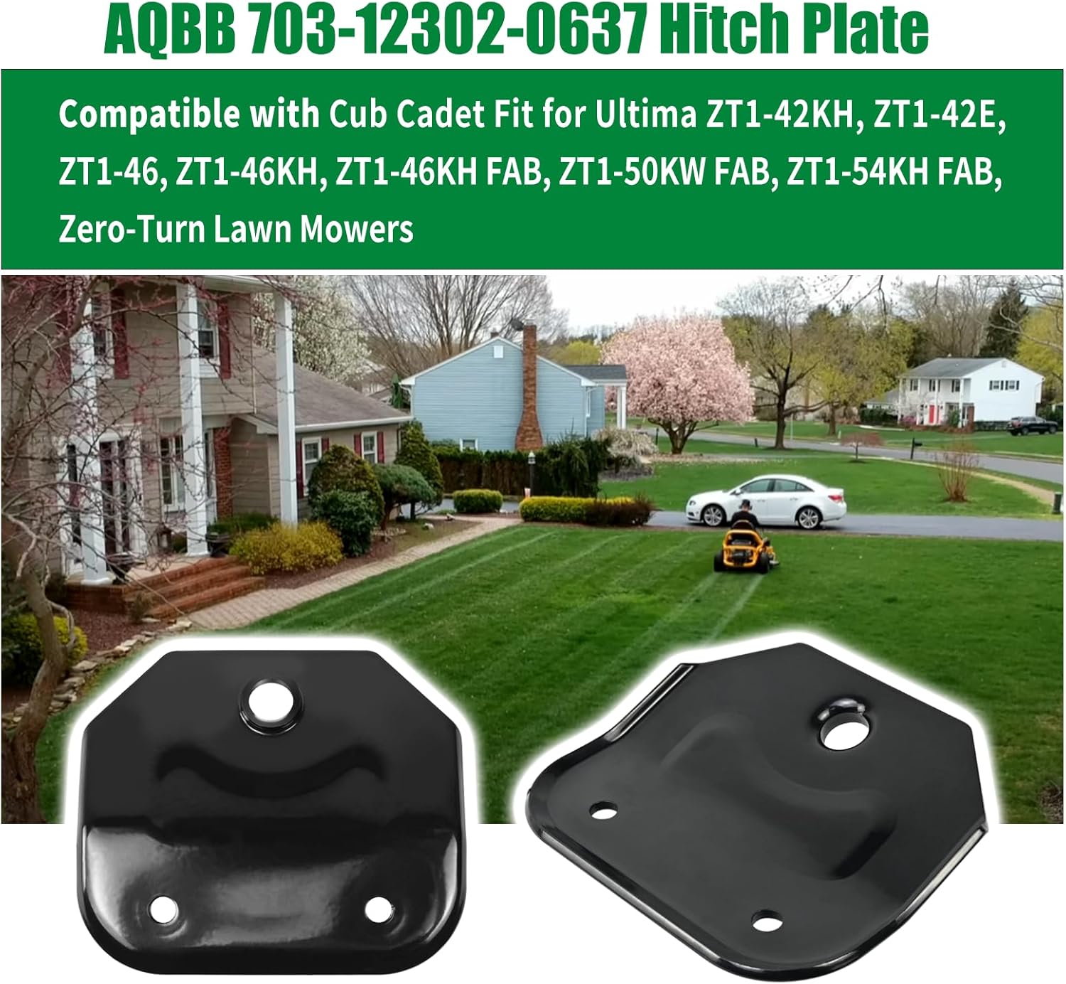 703-12302-0637 Hitch Plate Compatible with Cub Cadet ZT1 ZT2 ZT3 Heavy Duty Zero Turn Mower, Universal Towing Kit Fit for C-ated Ultima 42 46 50 54 & Lawn Mower Trailer Tow -