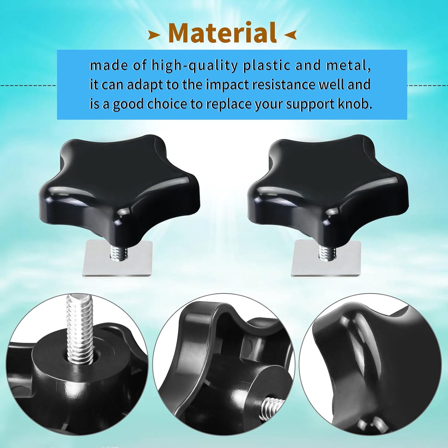 901022 Black RV Awning Brace Knob or Rafter Locking Knobs with Clamp fit Camper/RV/Motorhome -