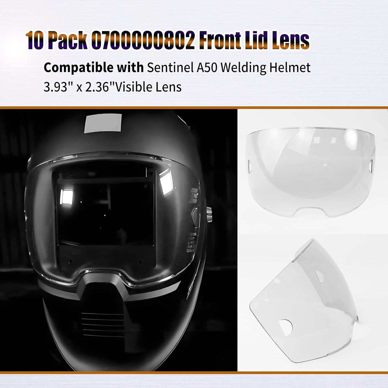 10 Pack 0700000802 Clear Front Cover Lens Compatible with Sentinel A50 Welding Helmet,3.93" x 2.36" Viewing Lens,A50 welding face mask lens Replacement parts -