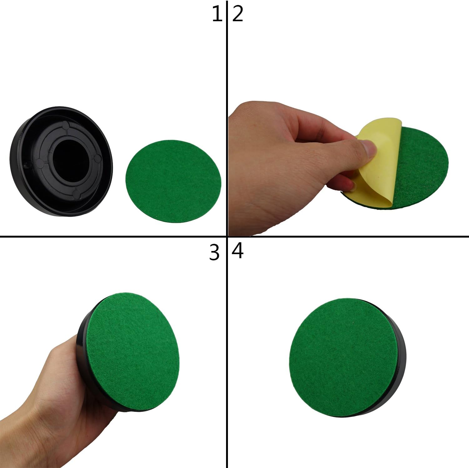 12 Pack Self Adhesive Air Hockey Mallet Felt Pads, Green, 94mm green-12 Pack