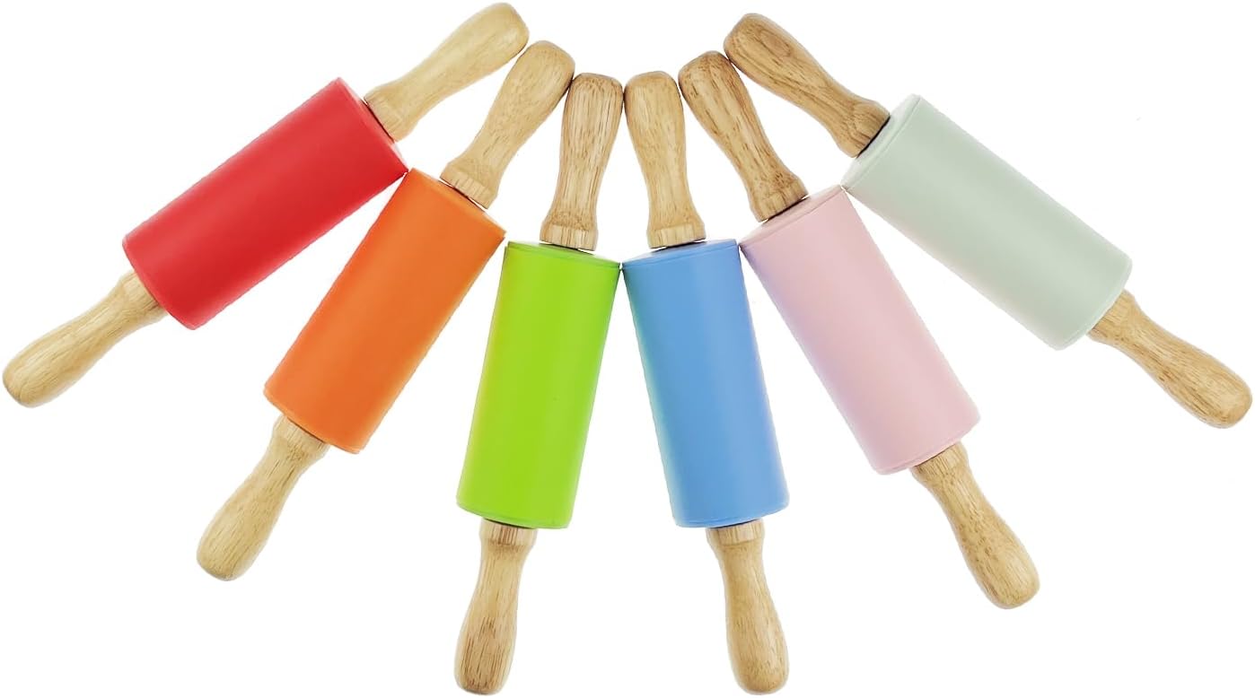 6 Pack Mini Small Rolling Pin for Kids, Kids Wooden Handle 9 Inch 9 Inch