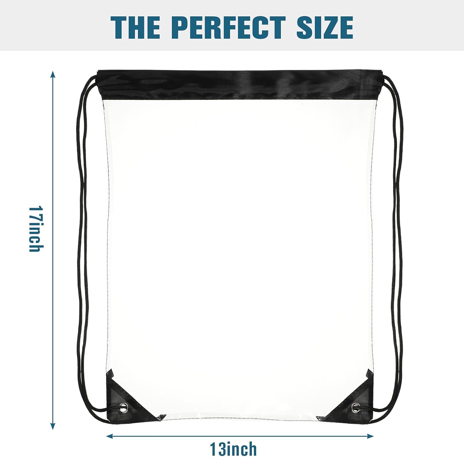 15 Pieces PVC Clear Drawstring Bag Small Waterproof Plastic Backpack For Stadiums Sporting Events Black Black -