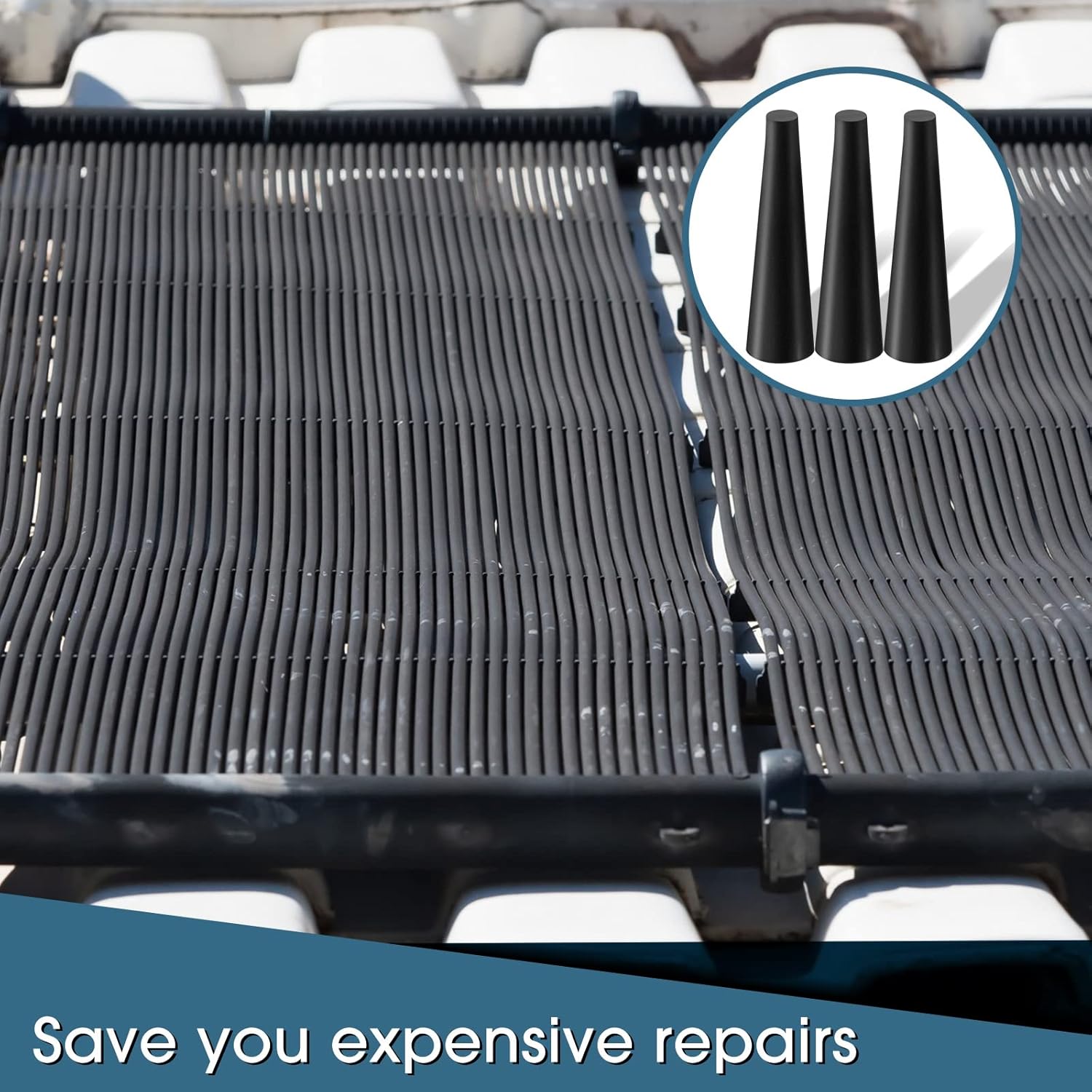 60 Pcs Pool Solar Panels Repair Plugs Heater Kit for Swimming Panels, Black 0.250 - 0.250" Diameter