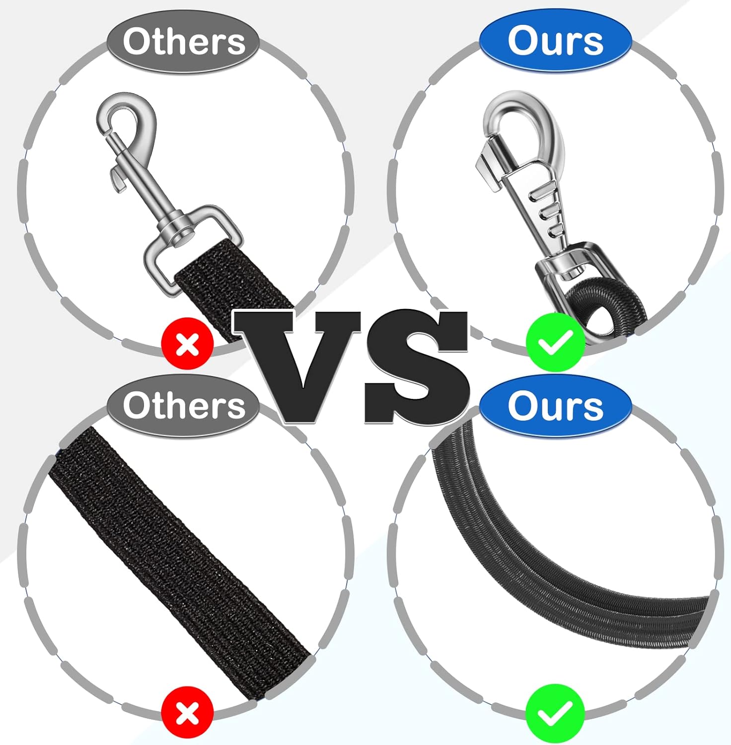 4 Pack Bungee Cross Ties Set Horse Trailer Tie Straps Bulk Cords with Snaps for Accessories, 36 Inch Long Black Black -