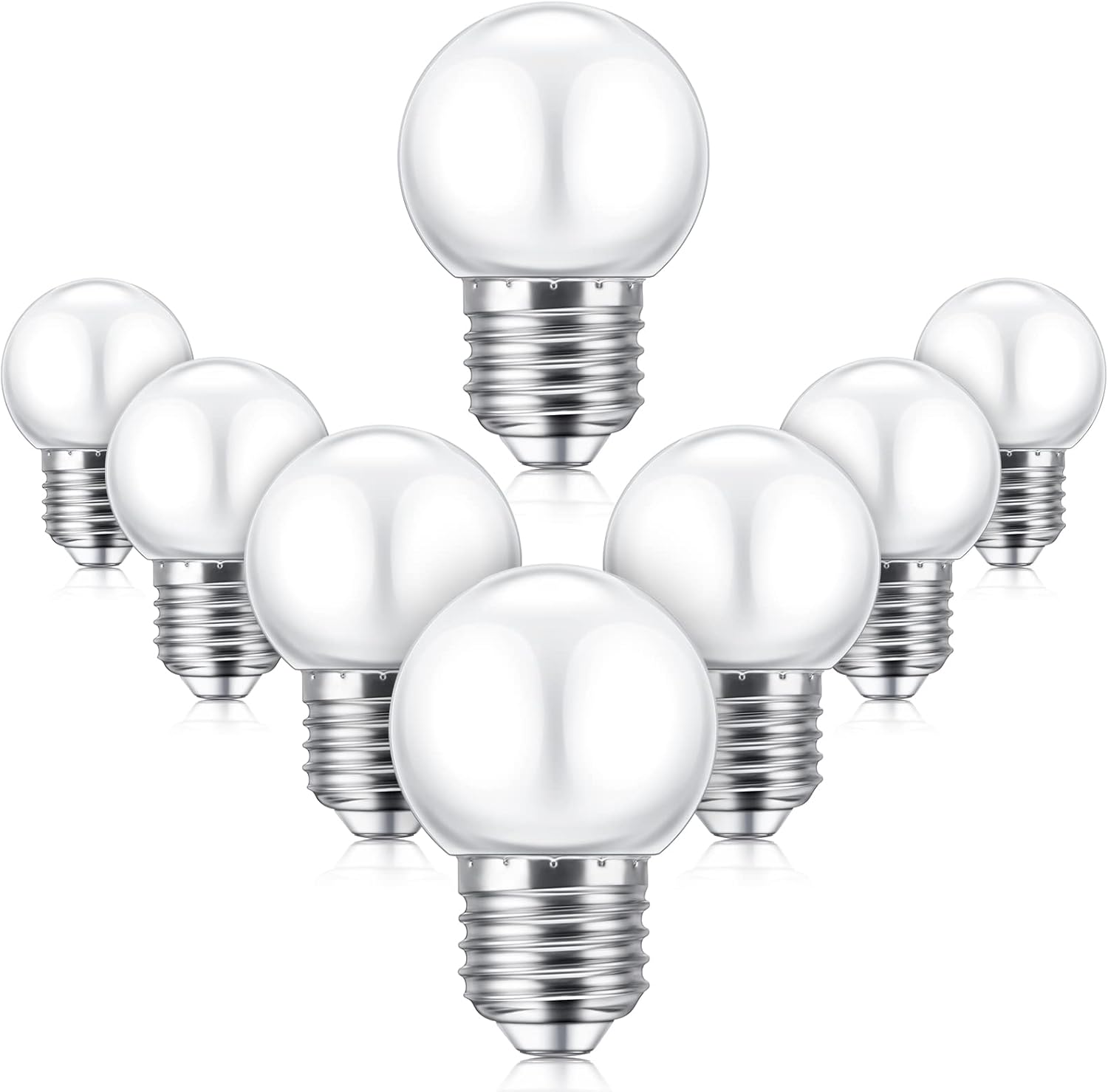 LED Night Light Bulb 1 Watt Low Wattage Bulbs 7.5 Equivalent 4511220 Lighting S11 White Lightbulb Small Globe with E26 Medium Base G45 2700k Not Dimmable for Outdoor Christmas, 8 Pieces -