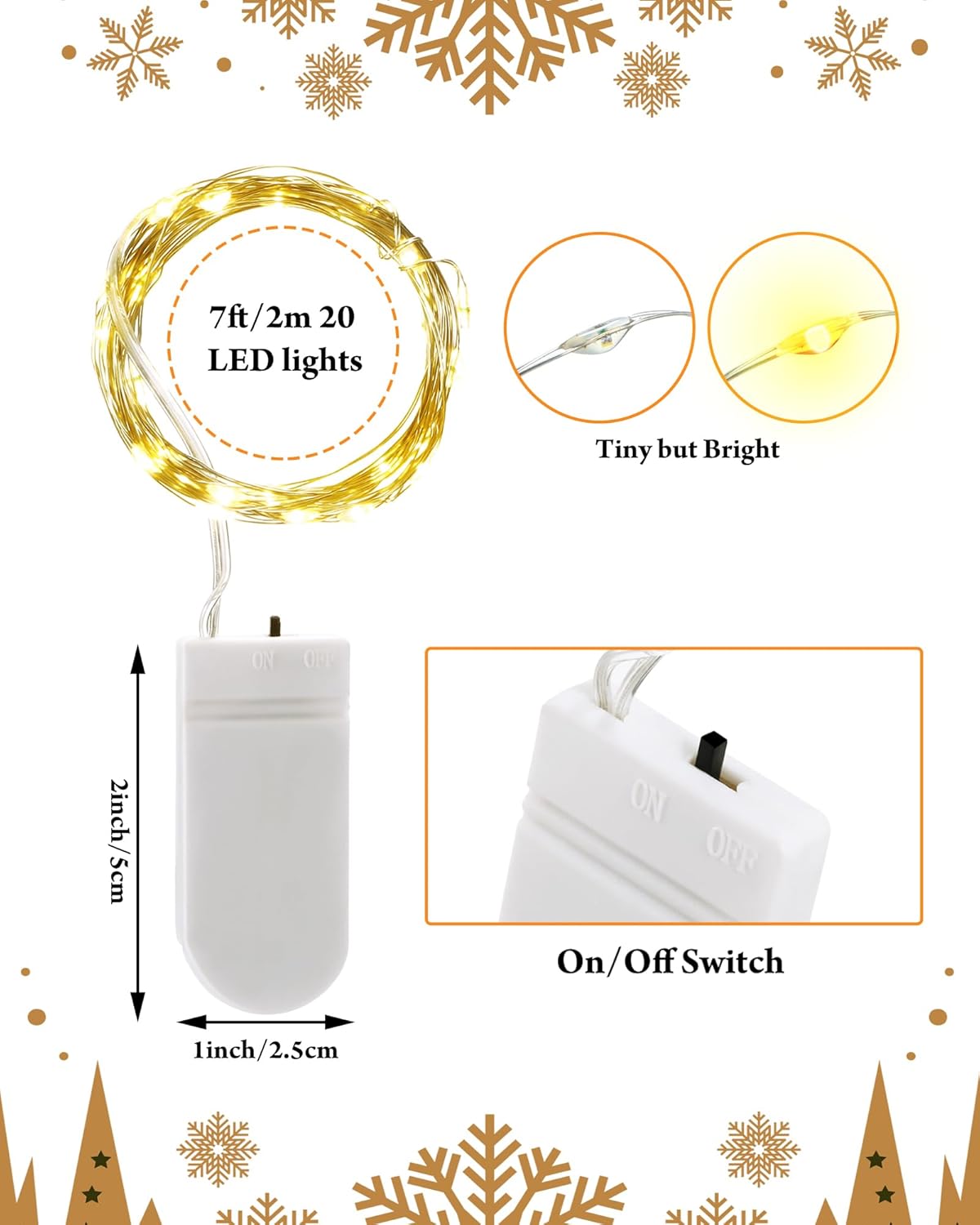 7ft 20 Fairy Lights Battery Operated 3 Styles , LED String Bulk Waterproof for Christmas Mason Jars Wedding Engagement Party Decorations Table Centerpiece Warm,50 Pack Warm -