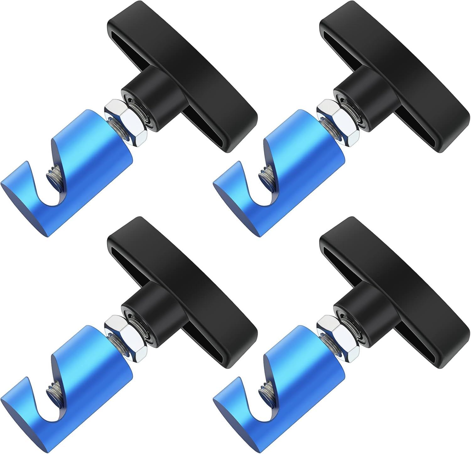 4 Pcs Car Hood Prop Struts Clamp, 0.55 Inch Tool, Adjustable Lifting Clip, Aluminum Lift Support Spark Plug Fixing Caliper for Automotive Rod Tailgate Retaining Holder Blue -