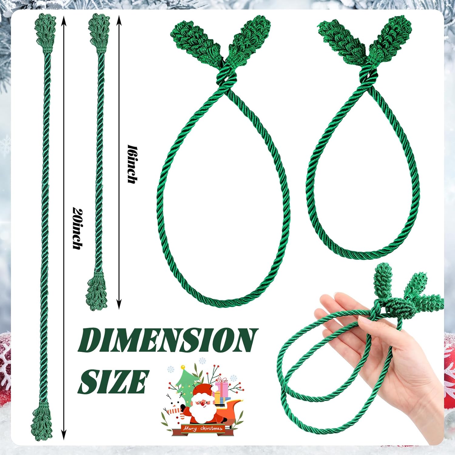 20 Pcs Christmas Inches and 16 Set Decorative Garland Twist Ties Decor for Xmas Holiday Lights Bannisters Stairways Railings Green Green -