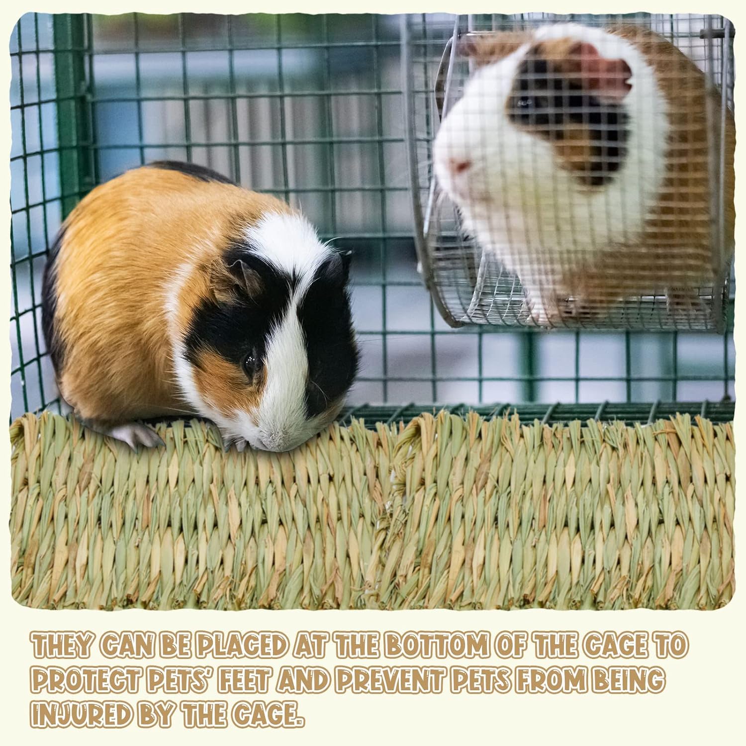 40 Pcs Grass mats for Rabbits Bunny Mat Woven Straw Bed Rabbit Sleeping Natural Chew Toy Parrot Chinchilla Squirrel Hamster Cat Dog Small Animal -