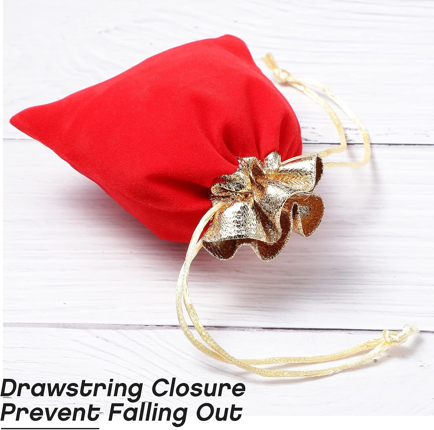 40 Pieces Christmas Velvet Jewelry Bags with Drawstrings Mini Pouches Golden Soft Velour Packaging for Candy Present Wedding 4.7 x 5.9 Inch,Red Golden -