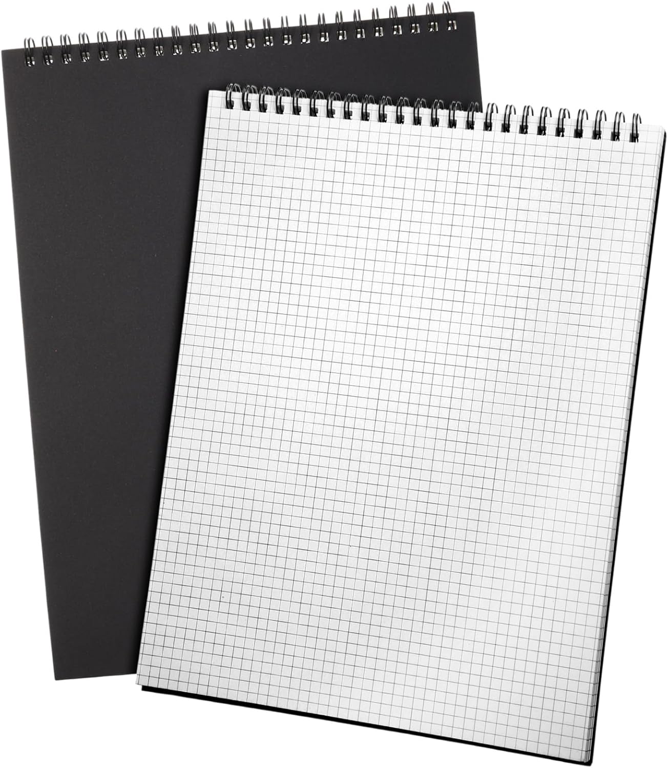 2 Pack Top Spiral Graph Paper Notebooks 8.7 X11.4 Inch A4 Grid Notepad 70 Sheet Memo Steno Pad for Engineering Writing Sketching Drawing School Office Supplies Black Black -