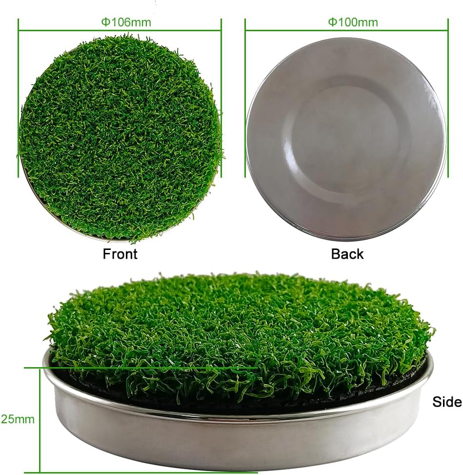 Golf Hole Cup Putting Green for Backyard Practice Simulated Lawn and Metal Base 2 Pieces