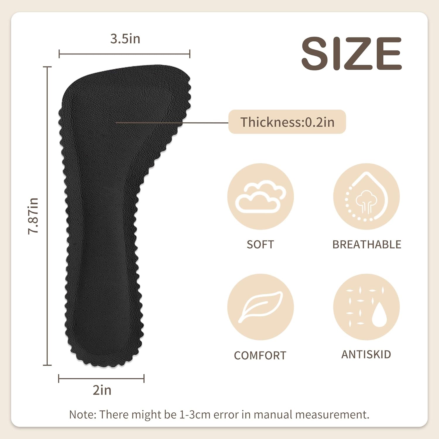 2 Pairs Adhesive High Heel Inserts Women 3/4 Cushioning Insoles for Heels Anti-Slip Invisible Slim Liners Ball of Foot & Arch Support Sponge Leather Relieve Pain Black -
