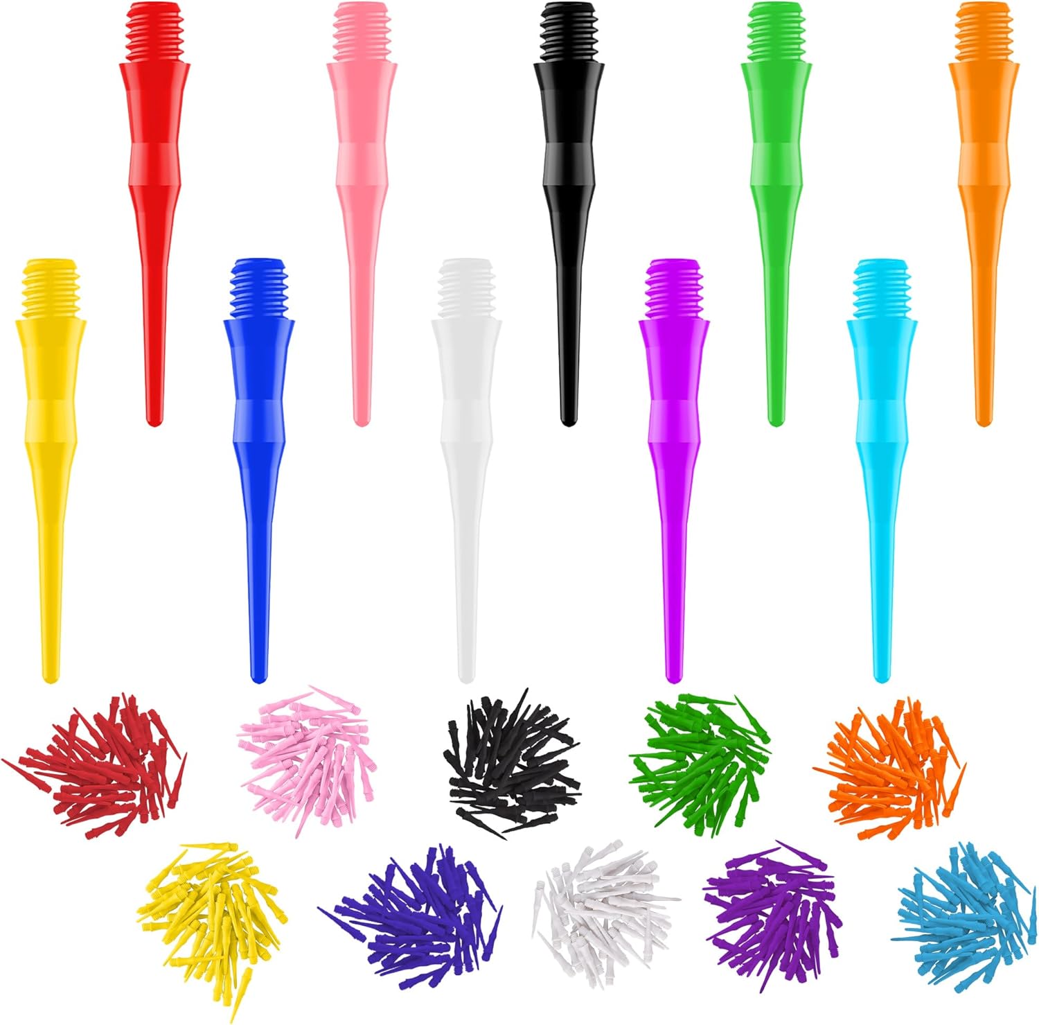2BA Thread Soft Tip Dart Points 500 Pack, 10 Colors, Plastic Tips Replacement,Darts Accessories 500pcs -