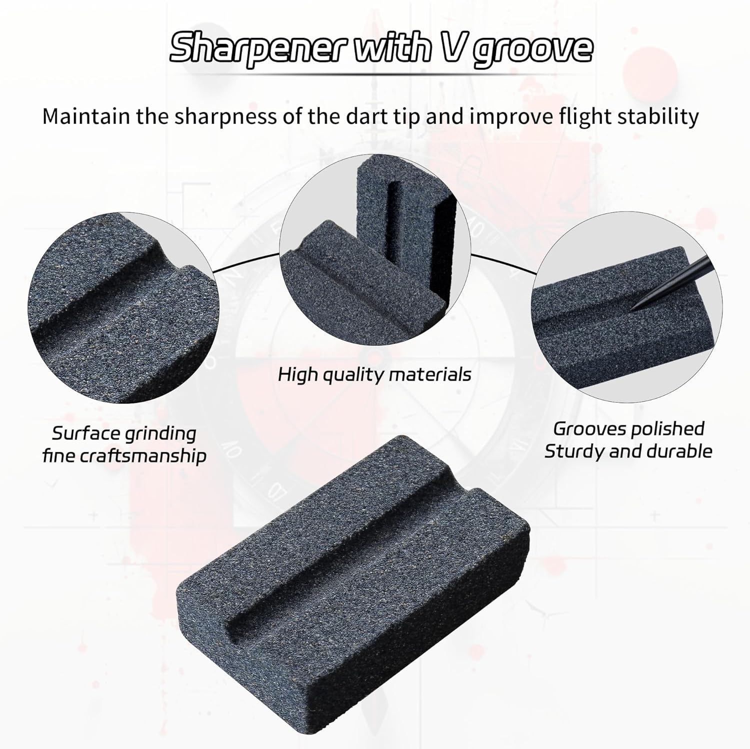 Darts V-Sharp Sharpening Stone,Dart Sharpener,Easy polishing and deburring, Long-Lasting Sharpness,Dart Accessories 4 Pack -