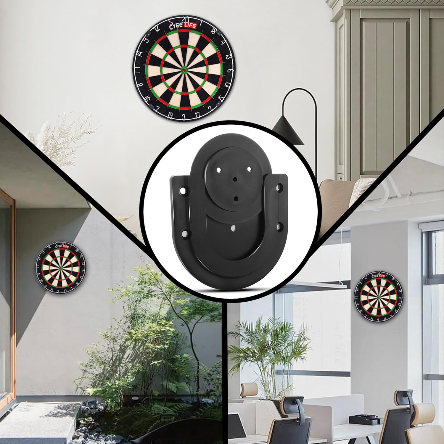 Dartboard Mounting Bracket,Dartboard Bracket Hanging Dartboards Professional,Black Black O Shaped