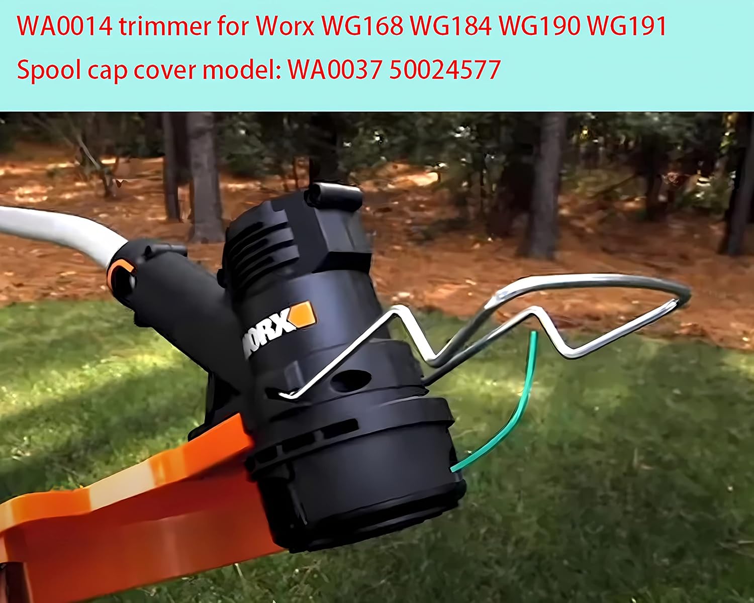 WA0014 Trimmer Line Replacement, for Worx WG168 WG184 WG190 WG191 Weed Eater String Edger - 20 ft 0.080" with WA0037 Cap Covers 8 spools, 2 Cap