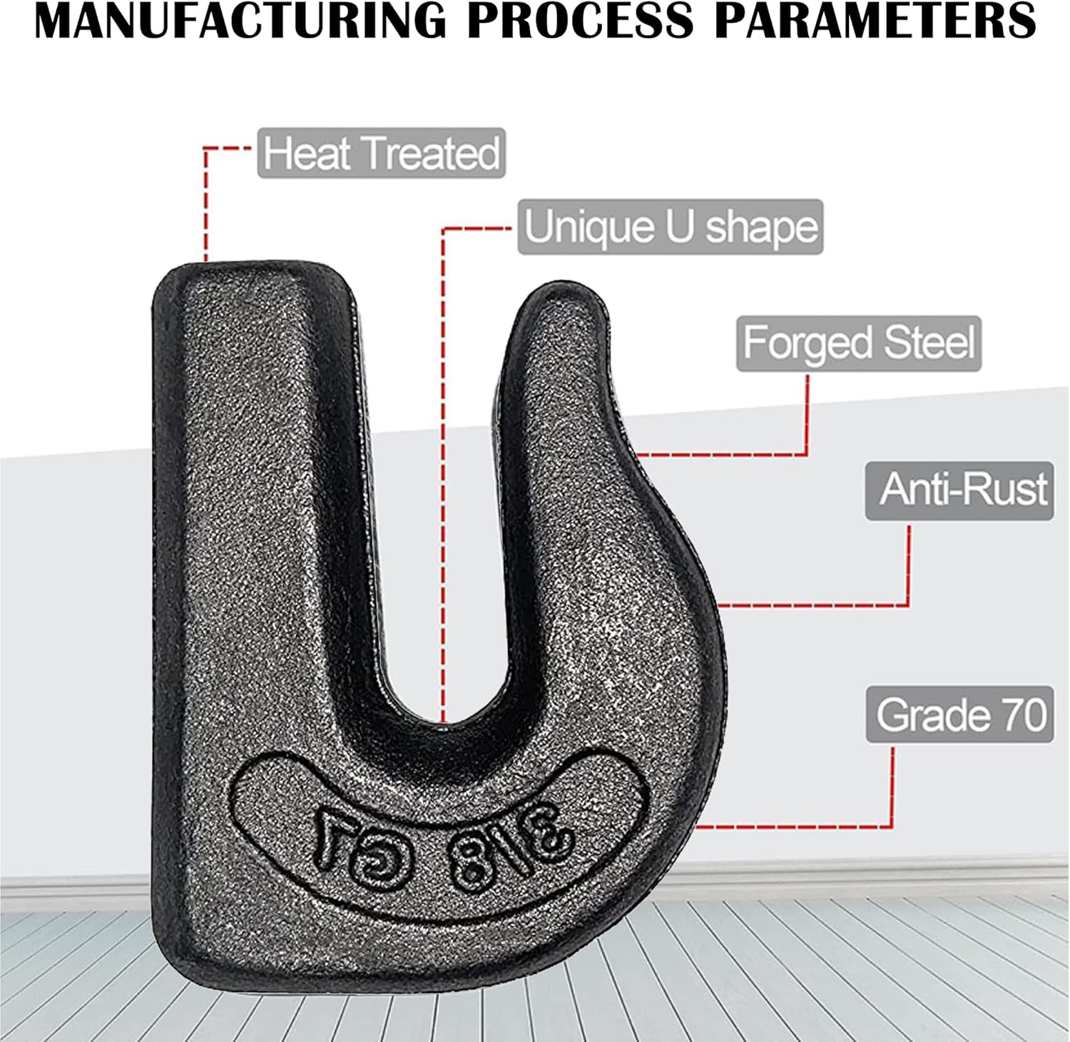 Weld On Grab Chain Hook,3/8" Hooks,Grade 70 Load Limit: 6600 lbs,for Welded onto Tractors or excavators -