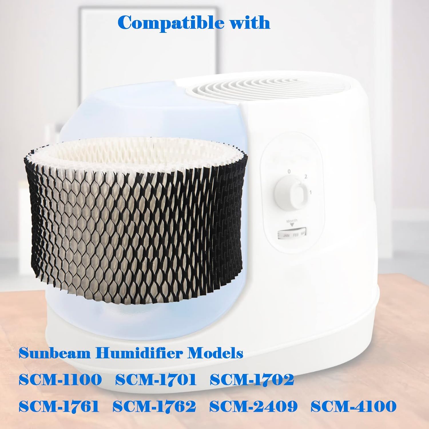HWF62 Humidifier Filter Replacement, Compatible with for HWF62CS HWF62D SF212, Fits Sunbeam Models SCM1100, SCM1701, SCM1702, SCM1762 4 Pcs -