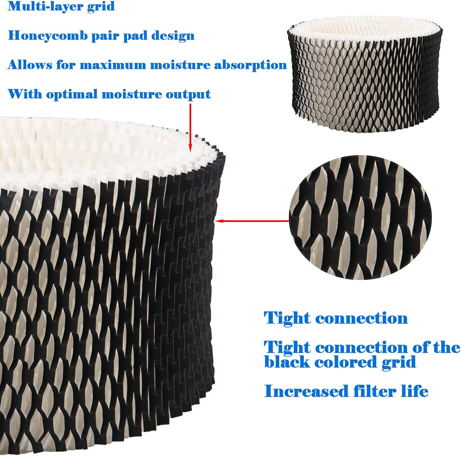 HWF62 Humidifier Filter Replacement, Compatible with for HWF62CS HWF62D SF212, Fits Sunbeam Models SCM1100, SCM1701, SCM1702, SCM1762 4 Pcs -