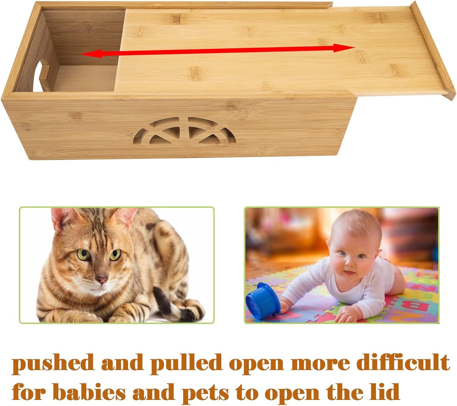 Cable Management Box,Cord Organizer Box,Bamboo Box for fit Desk Computer USB Behind TV Home Hall Power -