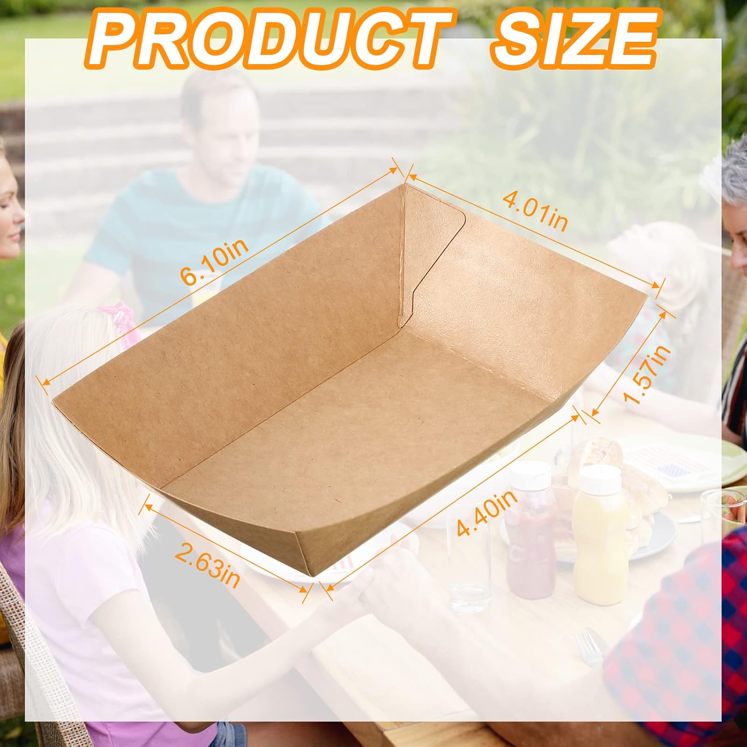 300 Pack 2 lb Paper Food Boats Trays, Heavy Duty, Oil Resistant Disposable Boat for Foods, Hot Dogs, Snacks Meals Leak Proof Kraft Serving Party Picnic Camping Wedding -