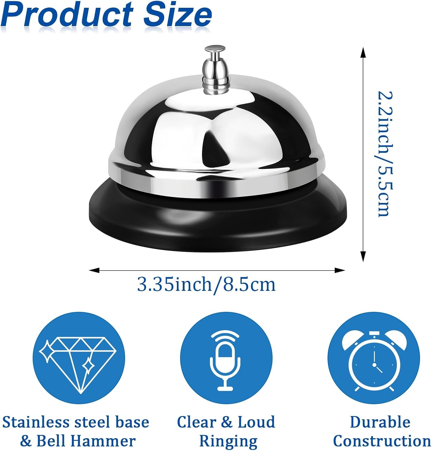 48 Packs Call Bell 3.35 Inch Diameter with Metal Anti-rust Construction Service for Hotels, Schools, Restaurants, Reception Areas, Hospitals, Warehouses -