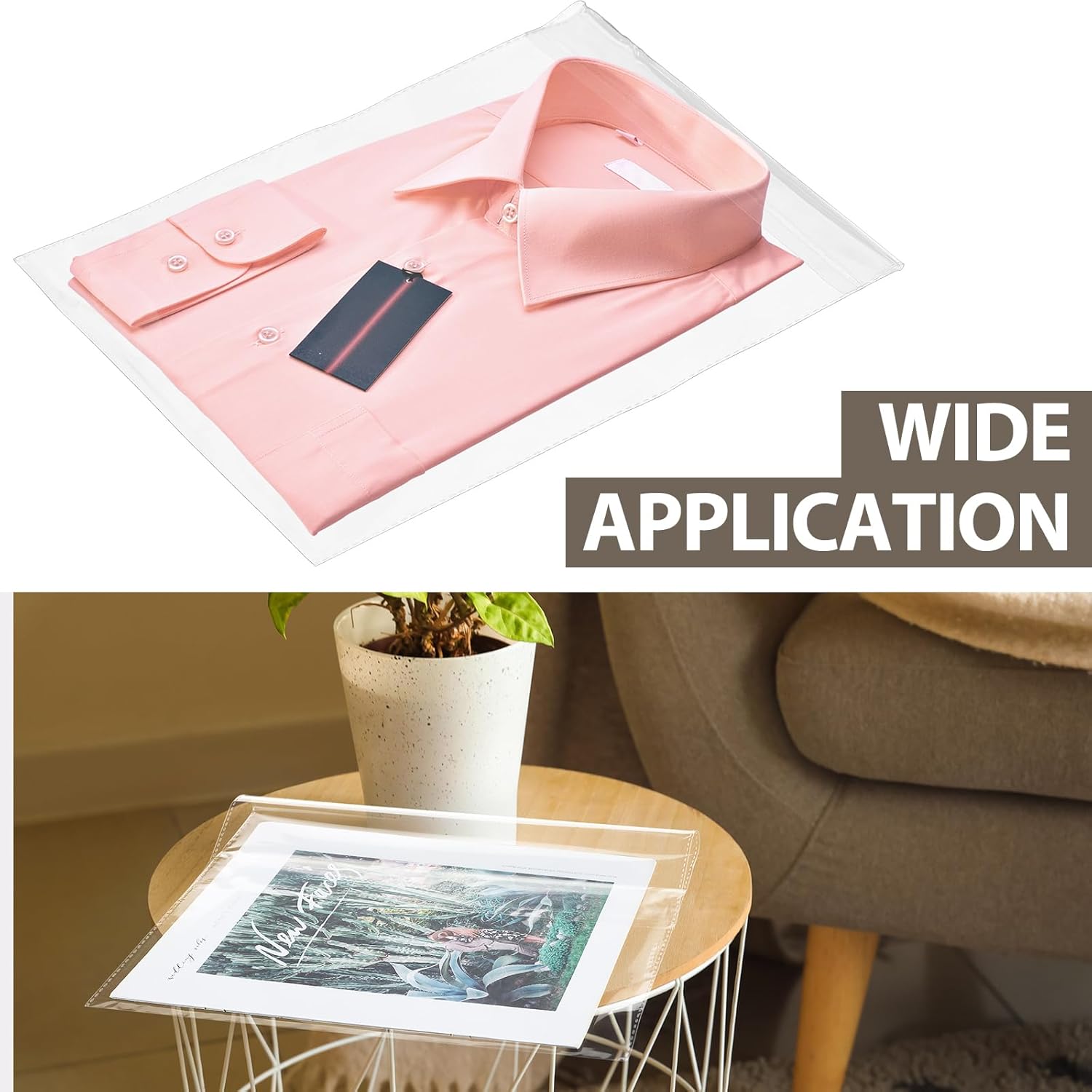 150 Pcs 12 x Inch Clear Cellophane Plastic Bags Self Adhesive Cello Bag Scrapbook Paper Cardstock Organizer Resealable Sleeves for Art Cloth Invitation Card Photo Record Party Favor Gift -