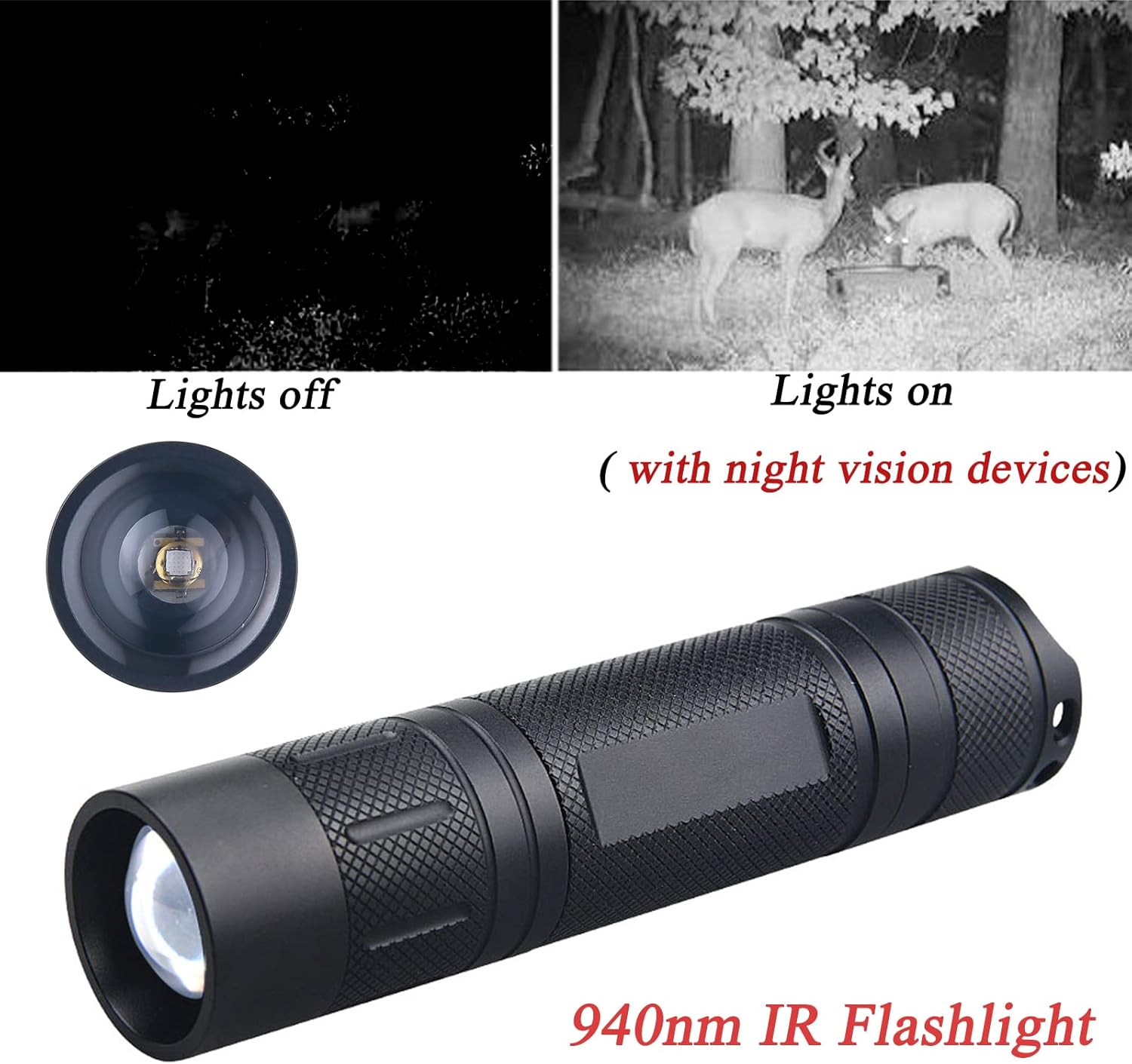 IR LED Illuminator Flashlight Zoomable 940nm Infrared Night