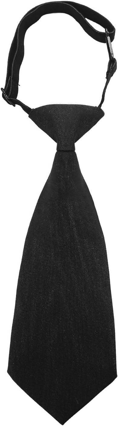 Boys Pre-Tied Adjustable Necktie, Design for Kids & Teens, School Uniform Tie Wedding Graduation Formal Wear Black