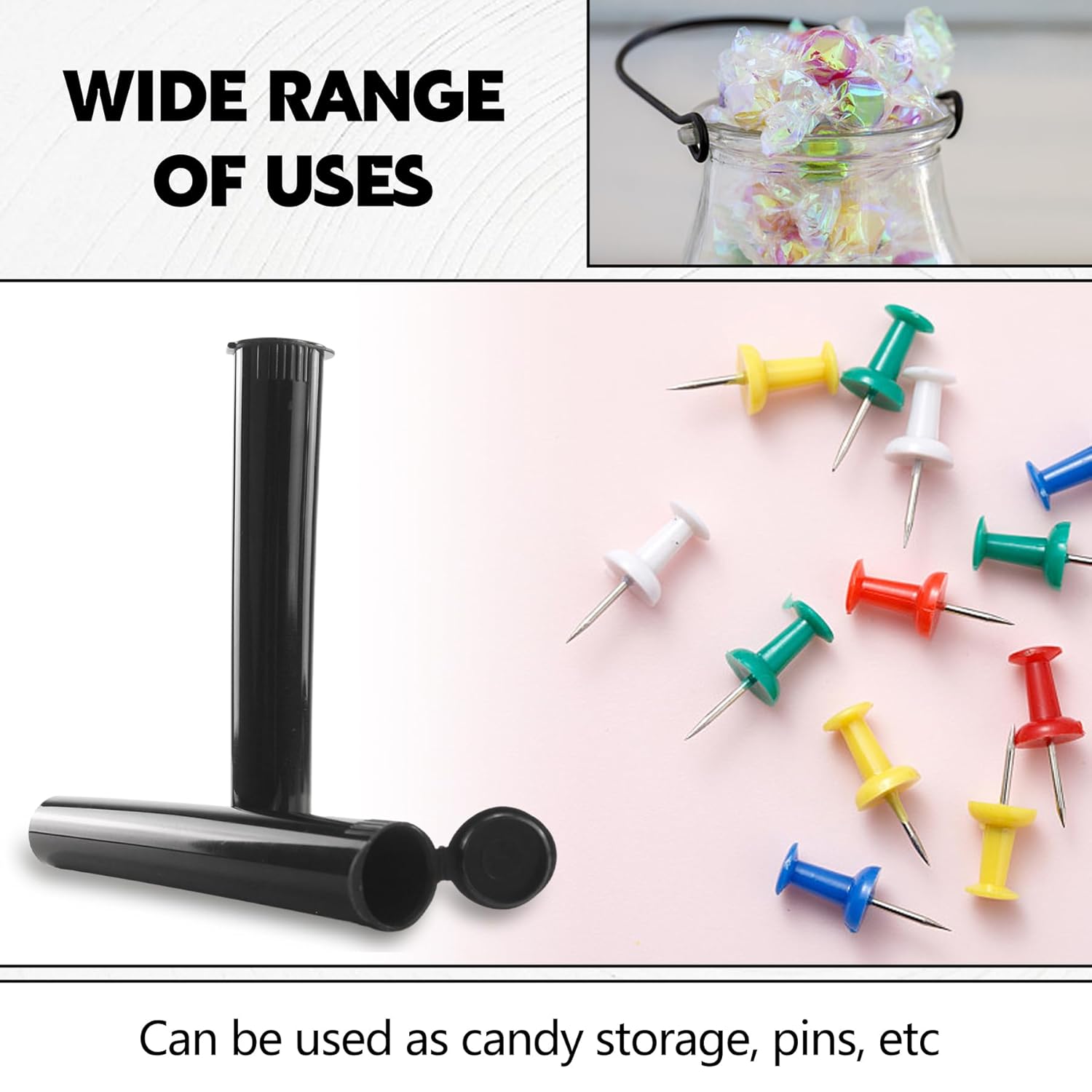116mm 6pcs Waterproof Cigarette Storage Tubes Squeeze Bottles with Caps Airtight Sealing Plastic Container Protect Pre-Roll Cigarettes Cigarillos Black