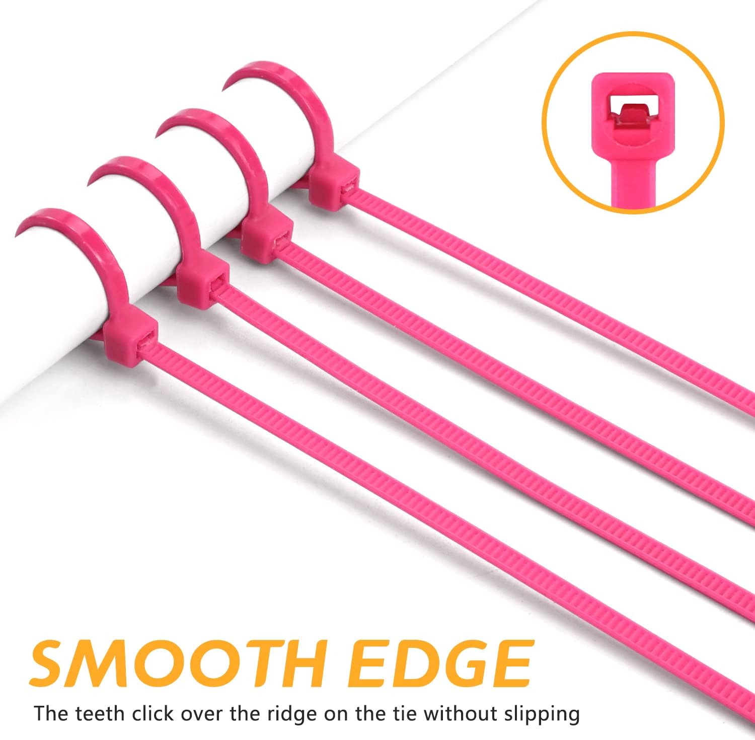 Colorful Cable Zip Ties, 100 Packs Self Locking Wire Perfect for Home, Office, Garage and Workshop Pink, 8 Inch Pink Inch