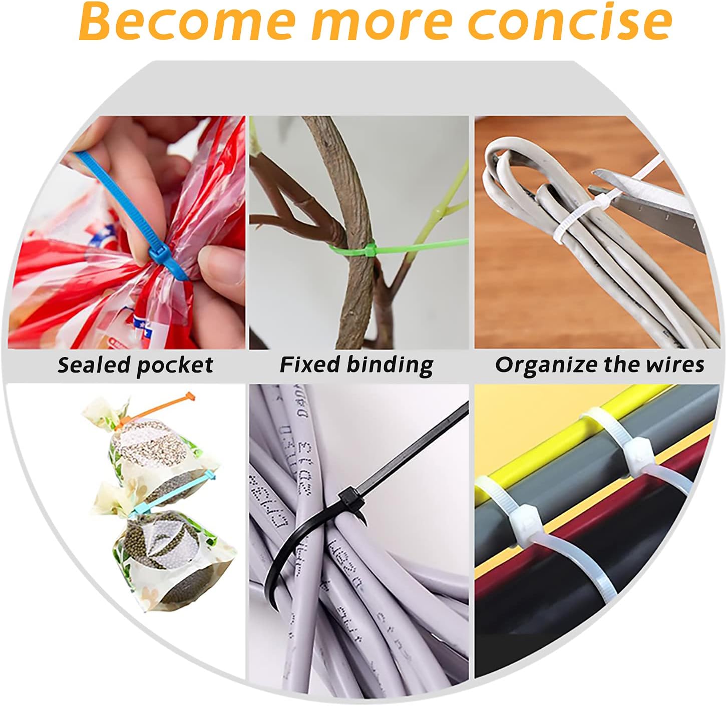 Colorful Cable Zip Ties, 100 Packs Self Locking Wire Perfect for Home, Office, Garage and Workshop Pink, 8 Inch Pink Inch