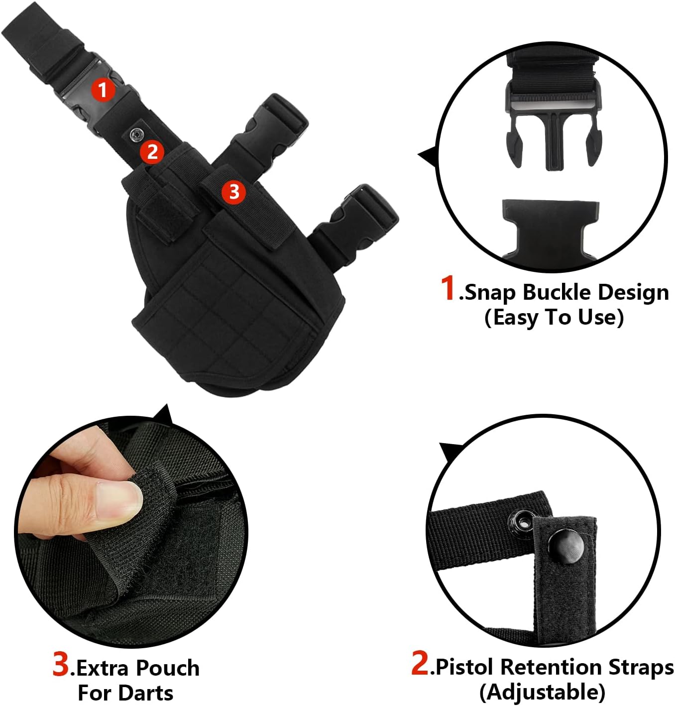 Adjustable Tactical Leg Holster Compatible for Nerf Elite Series Blaster Black Black