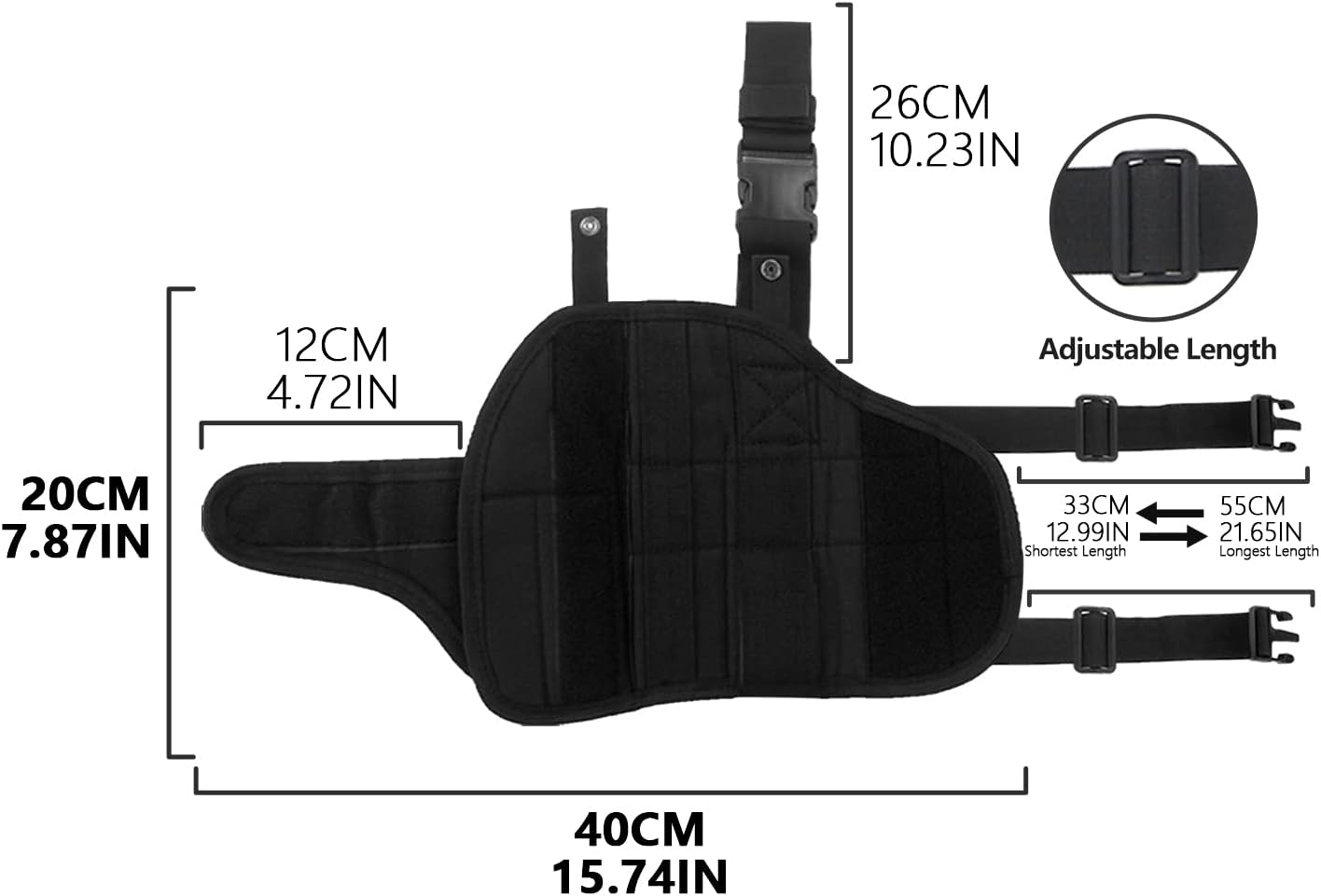 Adjustable Tactical Leg Holster Compatible for Nerf Elite Series Blaster Black Black