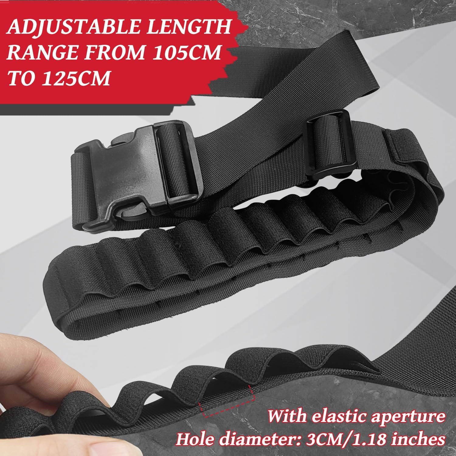 Adjustable Nylon Foam Dart Belt Strap Quick Release Buckle 27 Bullet Holes, Compatible for NERF Mega & N-Strike Elite Series, Ideal Boys Girls Gifts, Outdoor Play Black
