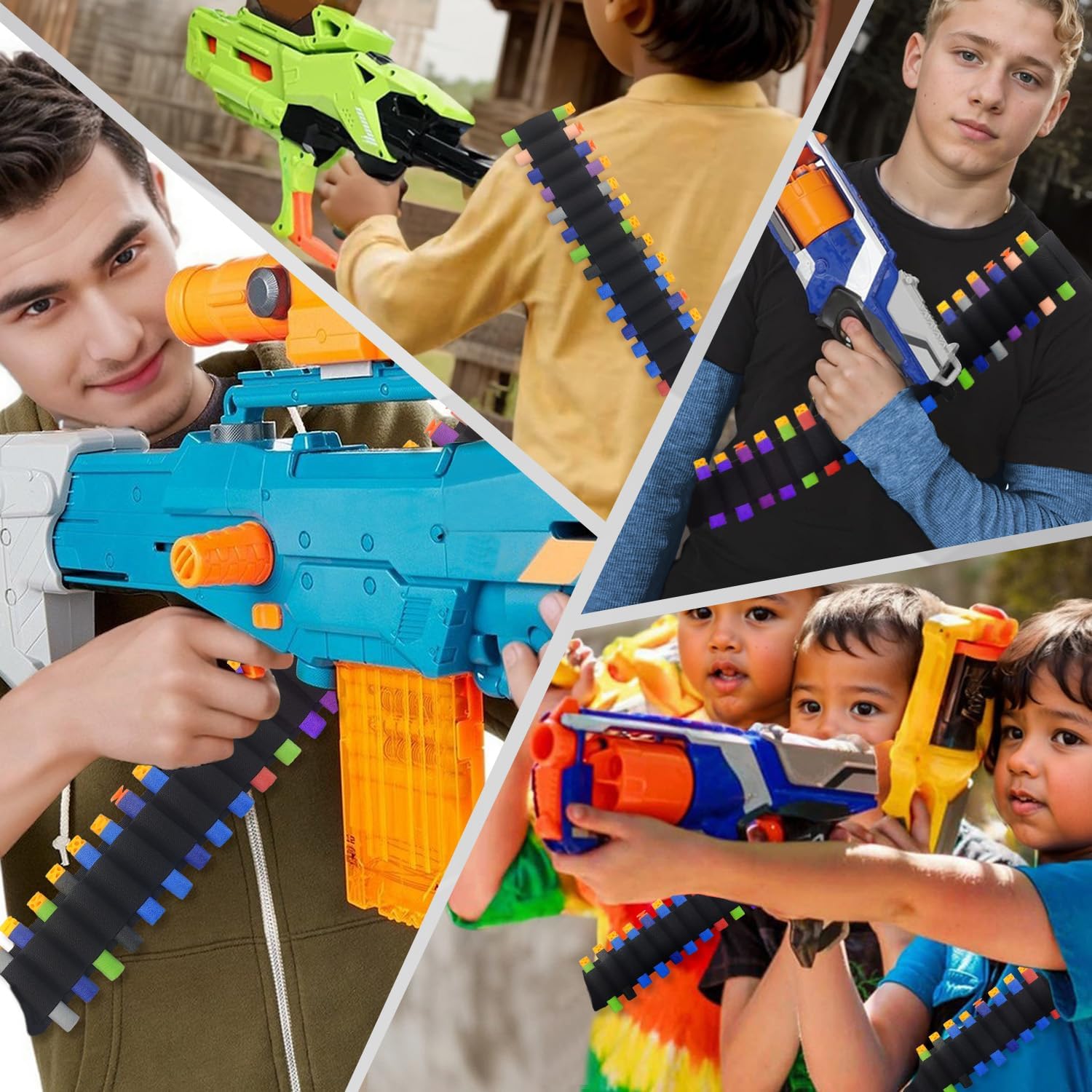 Adjustable Nylon Foam Dart Belt Strap Quick Release Buckle 27 Bullet Holes, Compatible for NERF Mega & N-Strike Elite Series, Ideal Boys Girls Gifts, Outdoor Play Black
