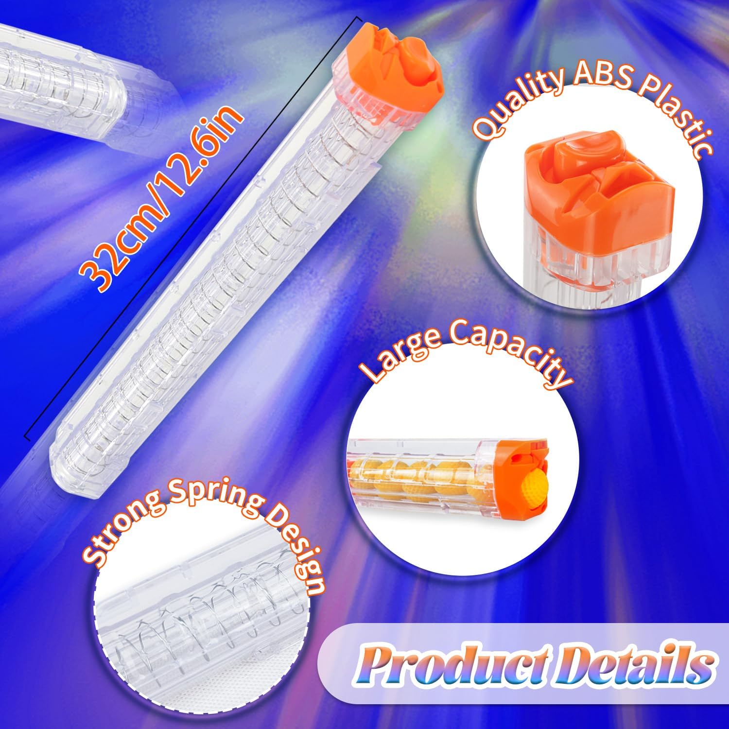 4Pcs Replacement Reload Clip 12-Round Refill Magazine Compatible for Nerf Rival Apollo XV-700 Zeue XV-1200 Clear 4pcs Clear