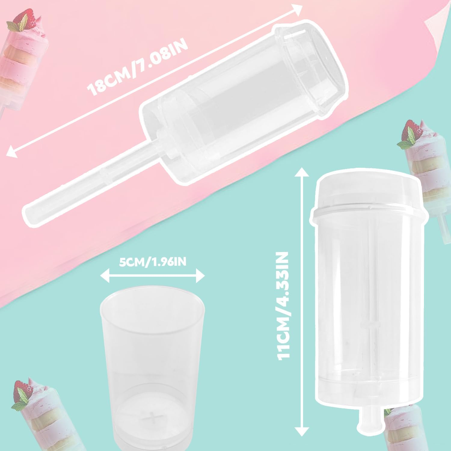 80 pcs Round Shape Clear Push-Up Cake Pop Shooter Push Up Pops Plastic Containers with Lids, Base & Sticks
