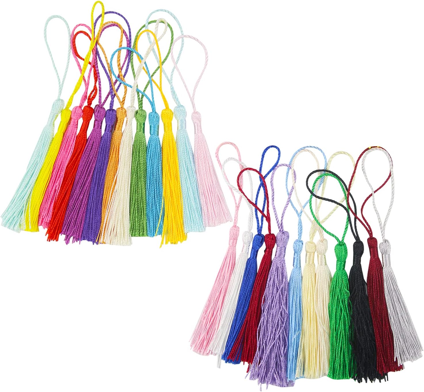 25 Pcs Handmade DIY Tassels 13cm/5 Inch Silky Soft Craft Mini for Projects, Jewelry Making, Decoration, Bookmarks Multicolored Multicolored