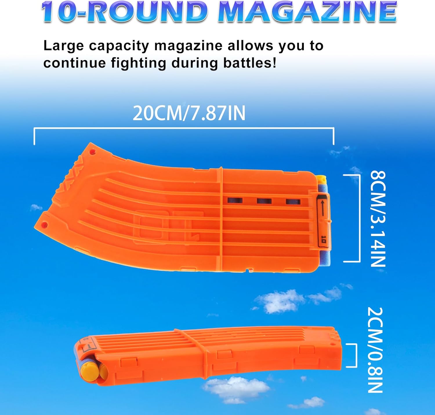 10 Darts Curved Magazine Quick Reload Clip Compatible for Nerf Elite Orange, 2Pcs 2pcs Orange