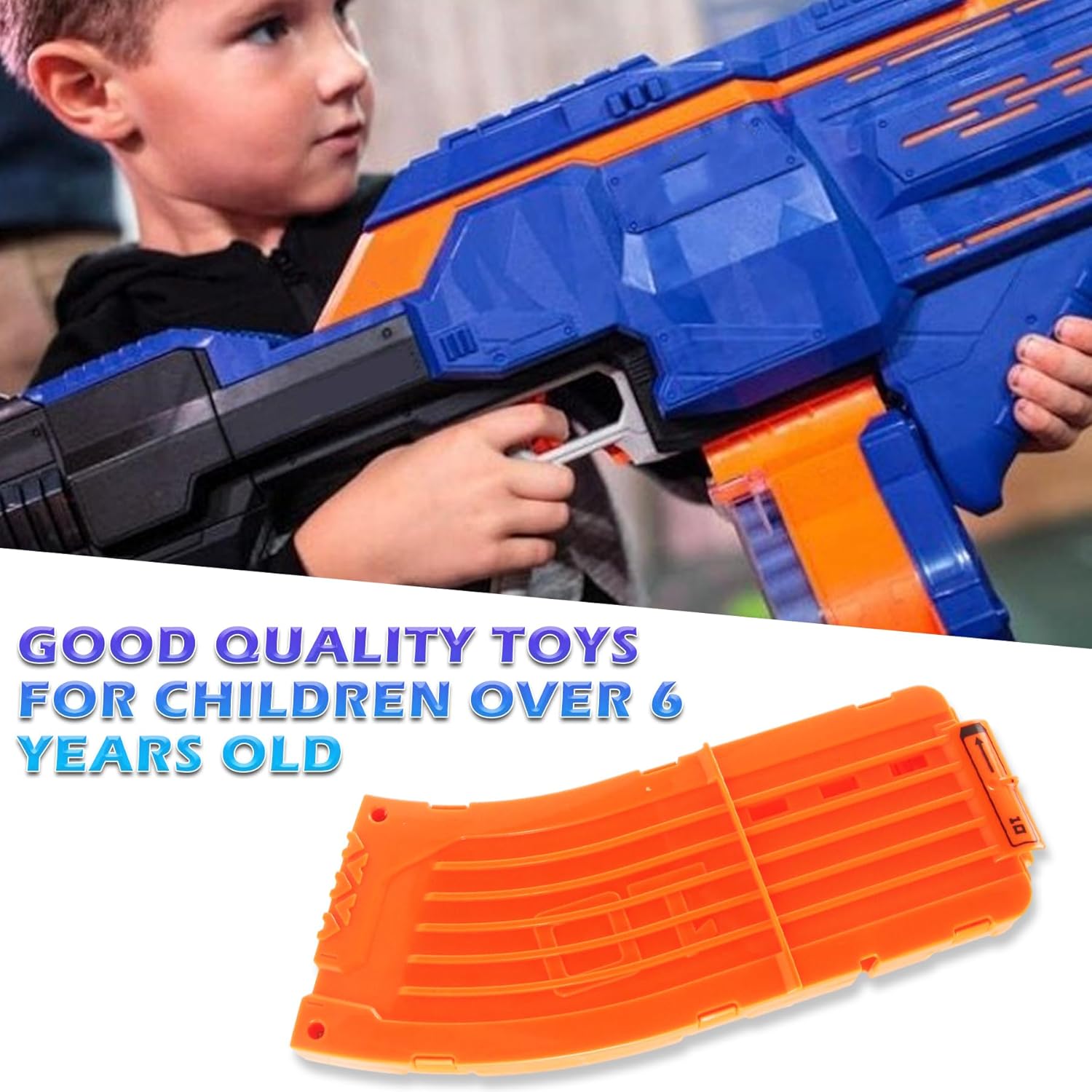 10 Darts Curved Magazine Quick Reload Clip Compatible for Nerf Elite Orange, 2Pcs 2pcs Orange