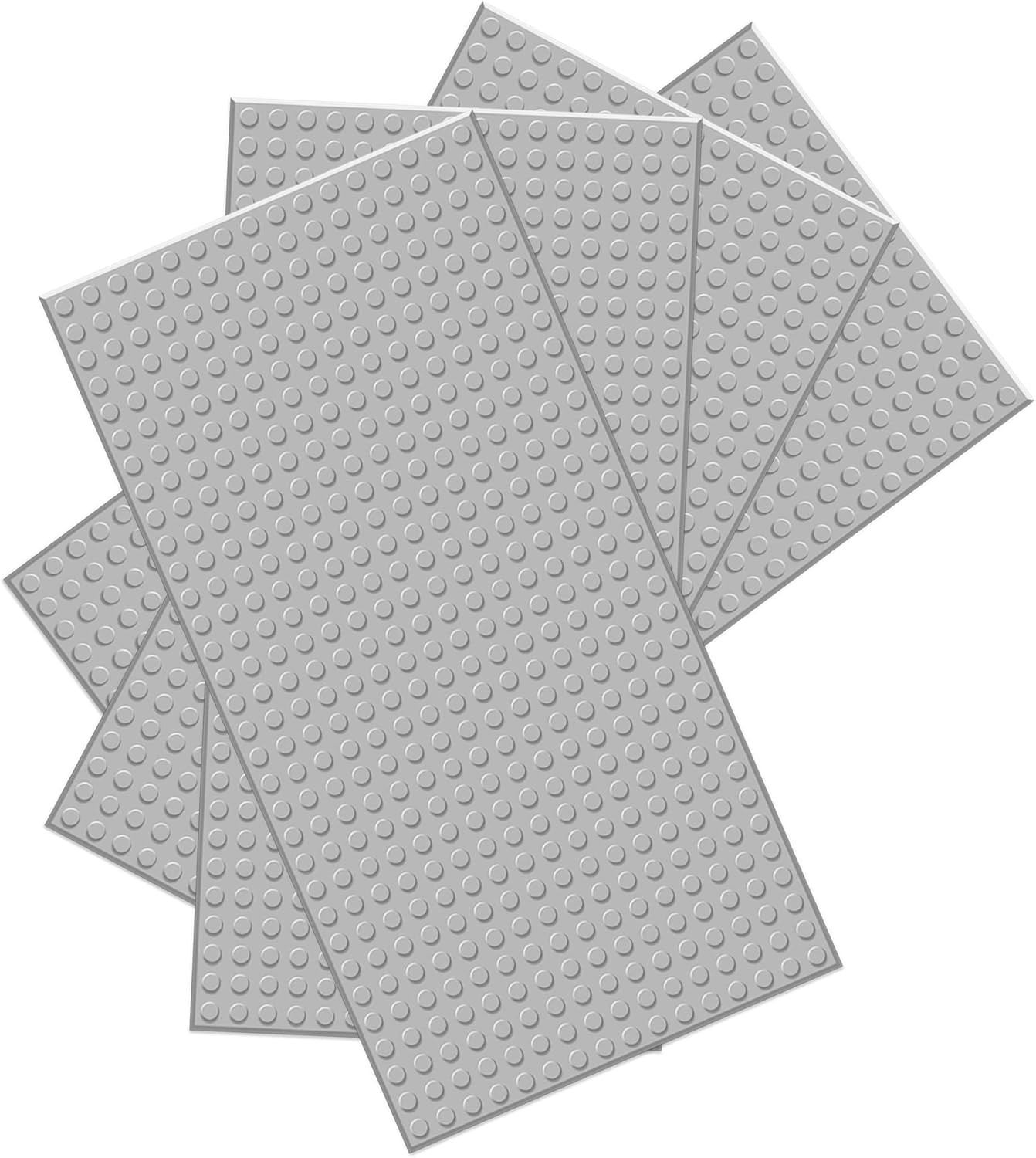 Classic Baseplates Building Brick -10 "x 5" ，Compatible with Most Major Brand Bricks, Used for Substrates Towers, Desktop Bases 4-Pack, Light Grey 4-pack, Grey