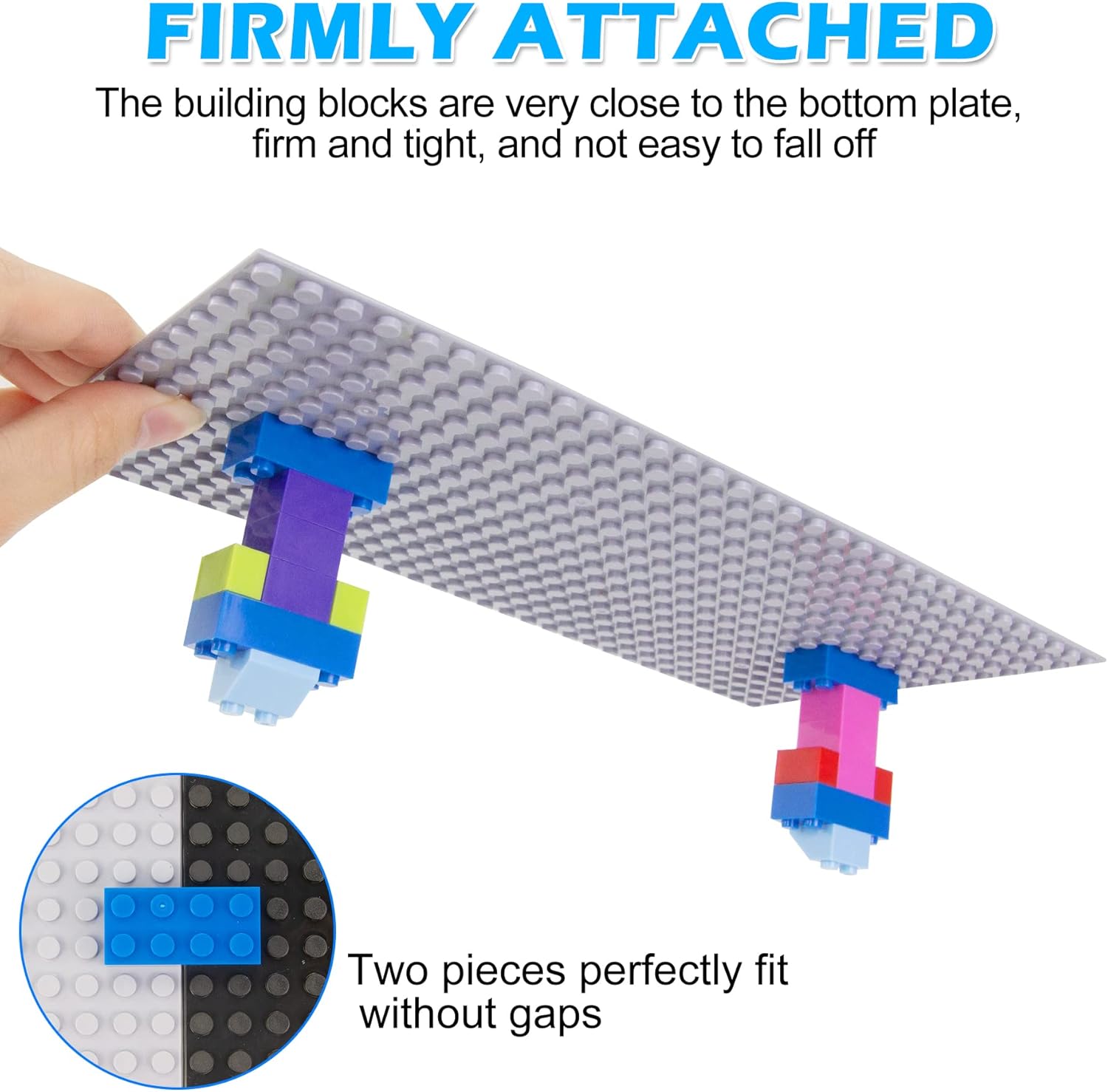 Classic Baseplates Building Brick -10 "x 5" ，Compatible with Most Major Brand Bricks, Used for Substrates Towers, Desktop Bases 4-Pack, Light Grey 4-pack, Grey