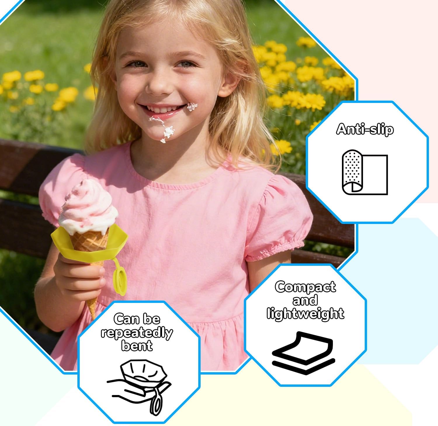4 Pack Silicone Ice Pop and Cream Leak-Proof Holders for Kids, Portable Mess Free Cone Freeze-Proof Popsicle Tray Drip Catchers Accessories Children Summer Days Party Present